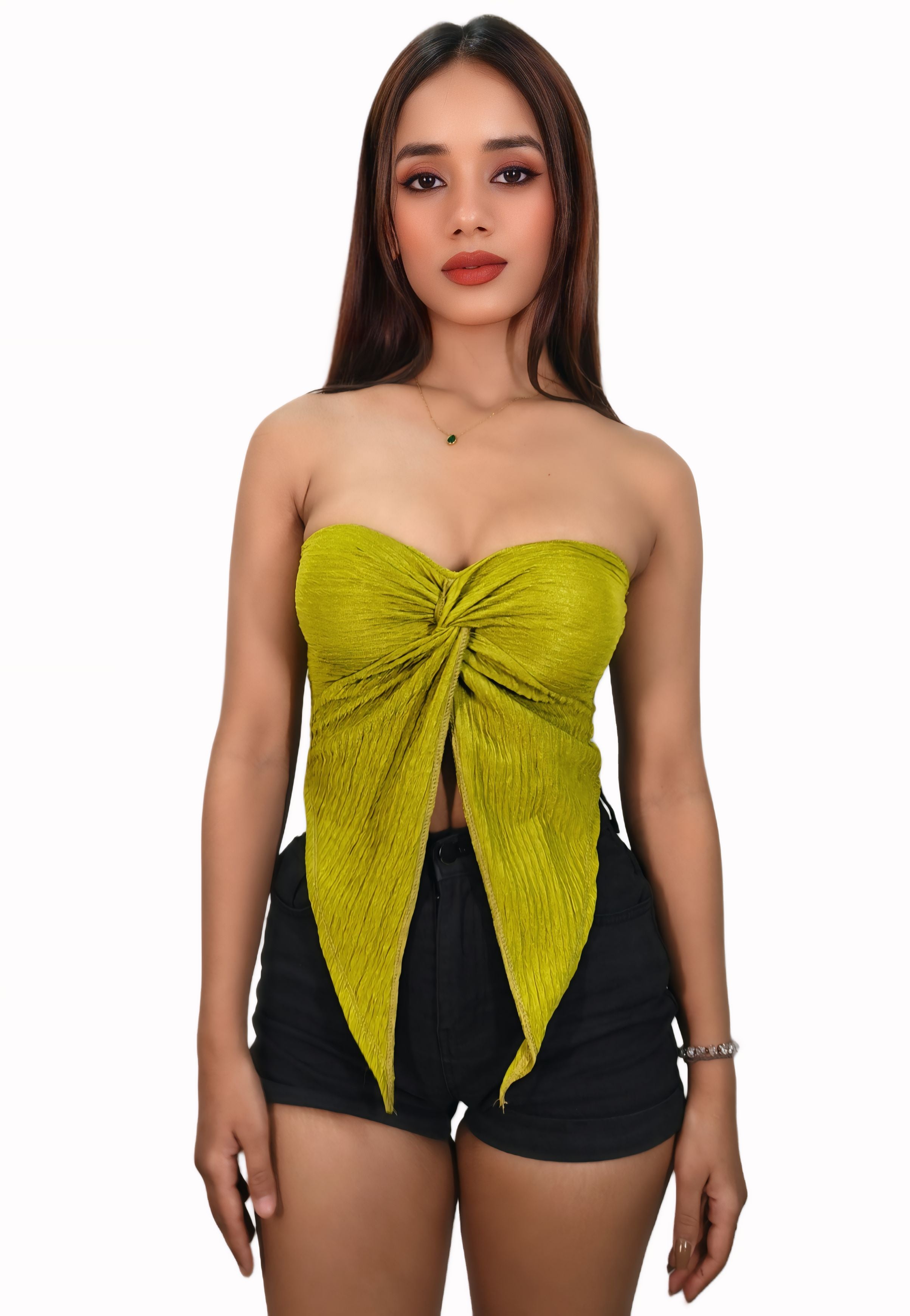 Vespers Tube Twist Split Front Asymmetrical Summer Casual Top