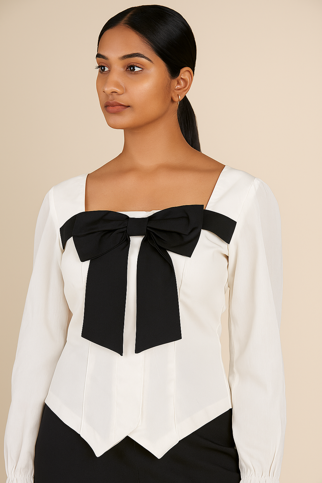 Voxelle White Bow-Tie Top