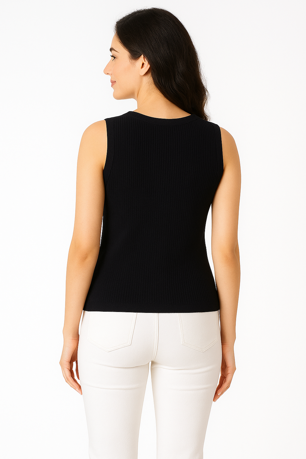 Voxelle Black Floral 3D Embellished Sleeveless Top