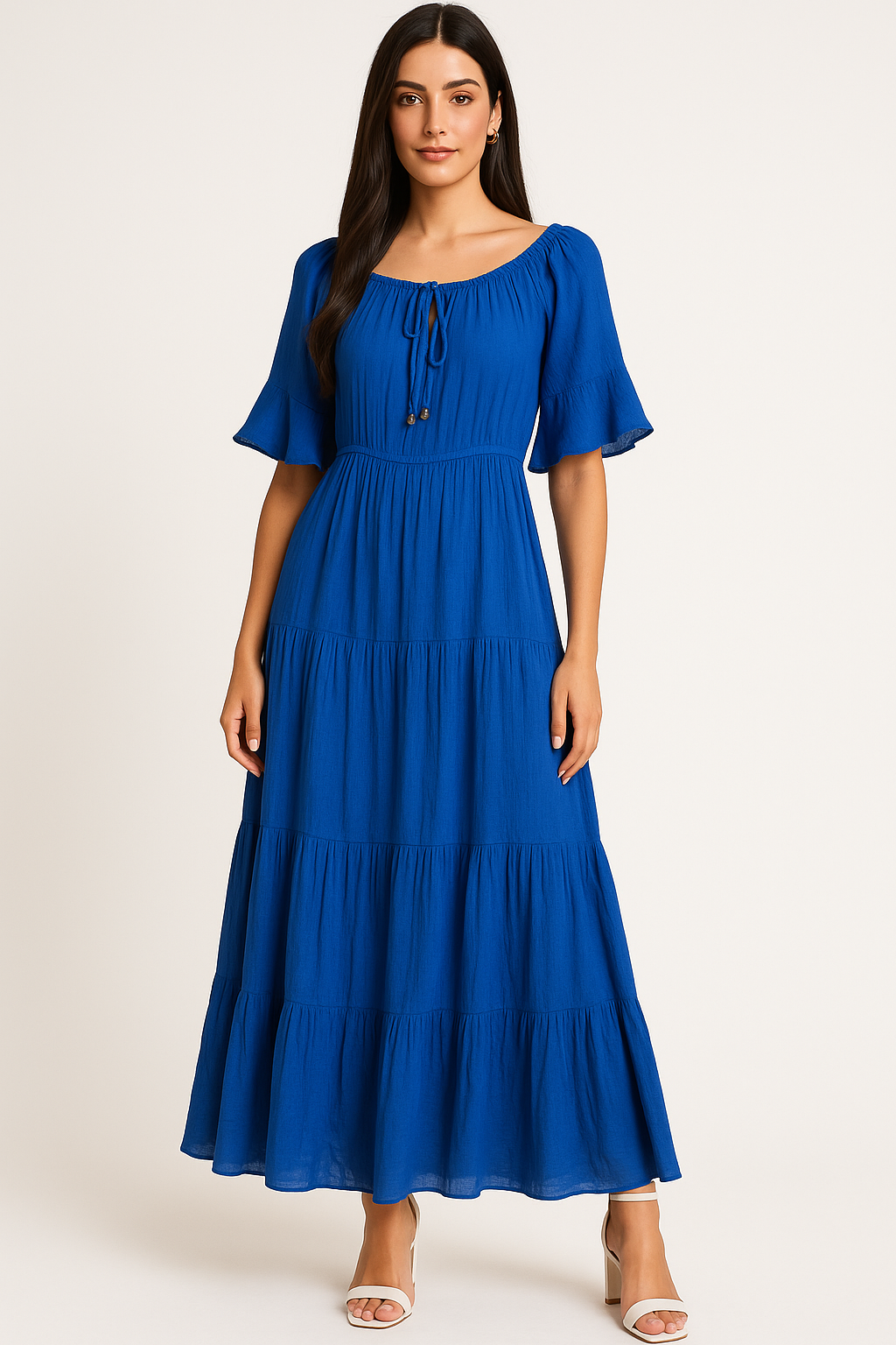 Voxelle Royal Blue Boho Maxi Dress for Women