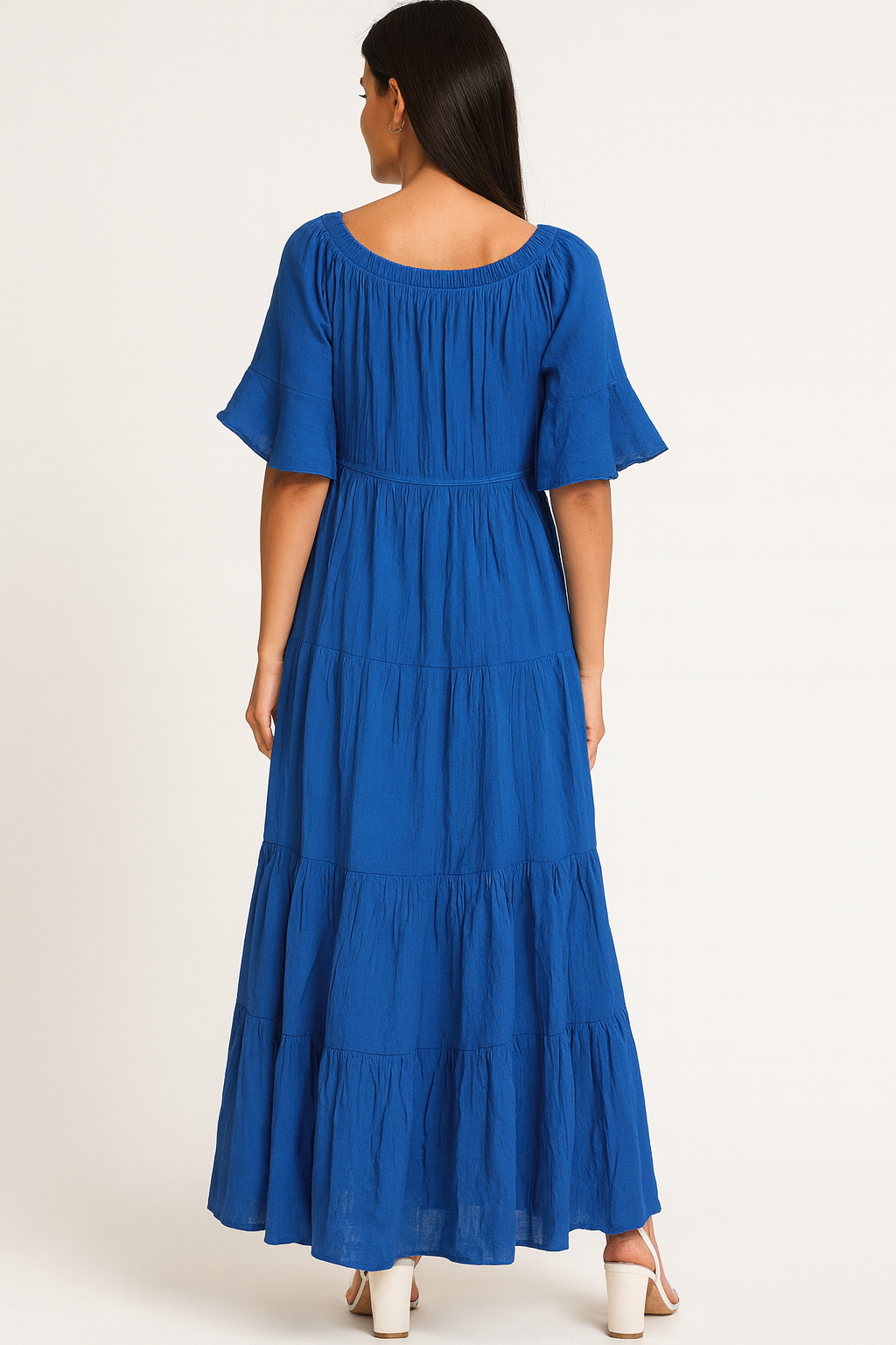 Voxelle Royal Blue Boho Maxi Dress for Women