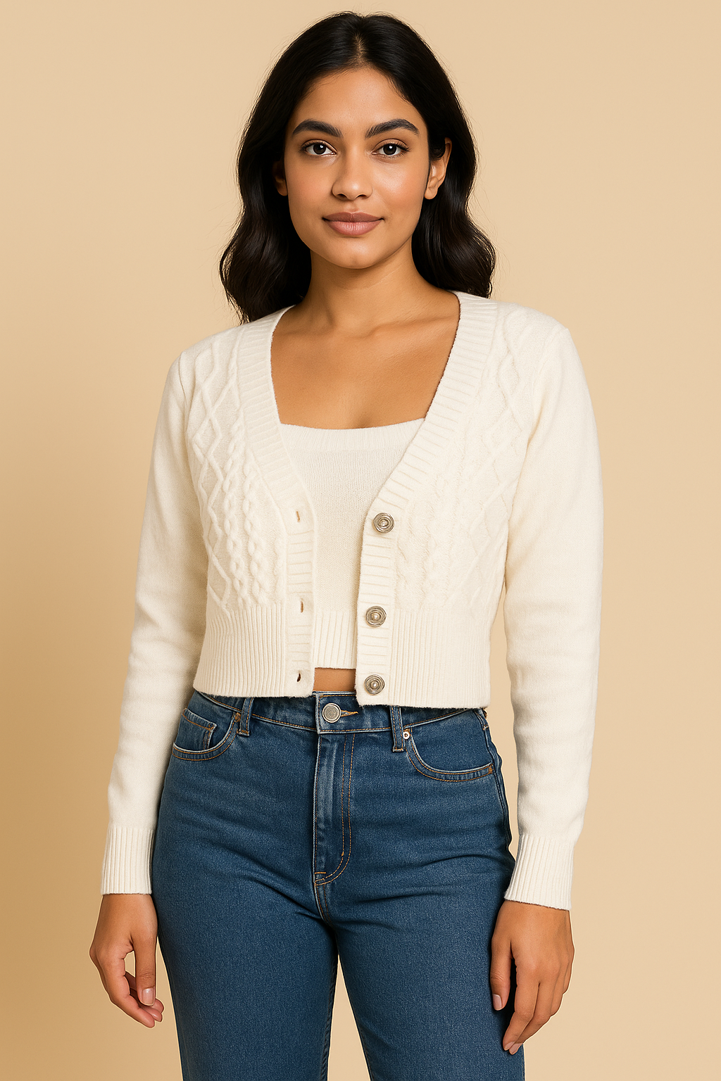 Voxelle White Sweater With Long Sleeves And Inner