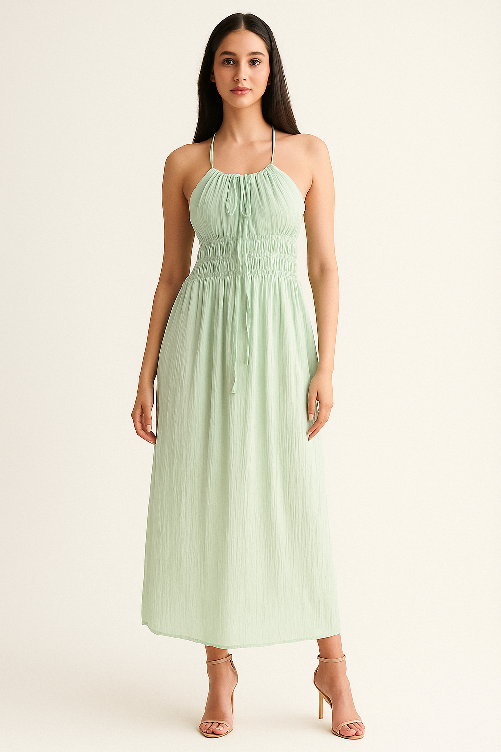 Voxelle Solid Ruched Bust Cami Dress