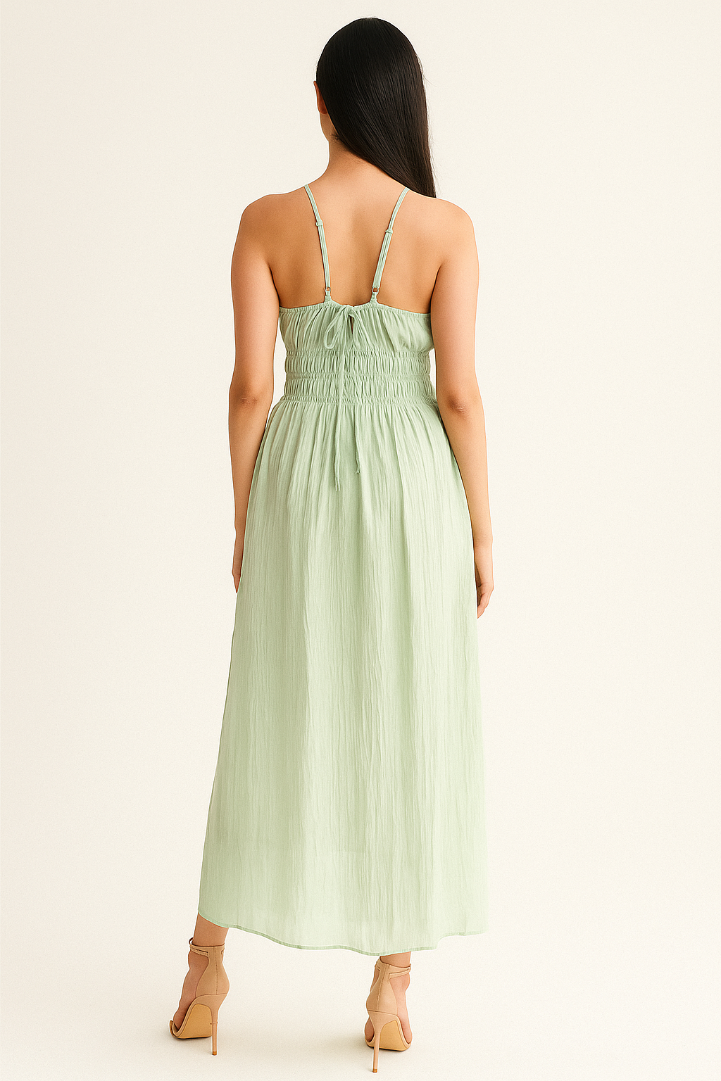 Voxelle Solid Ruched Bust Cami Dress