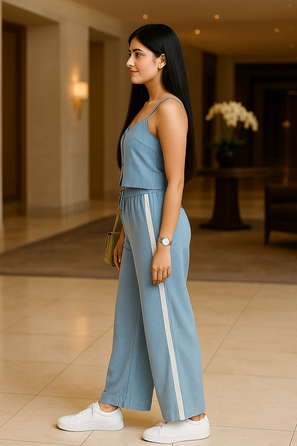 Sleeveless Crop Top Linen Co Ord Set