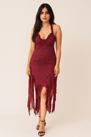 Voxelle Wild  Print Halter Neck Dress in Pink For Women