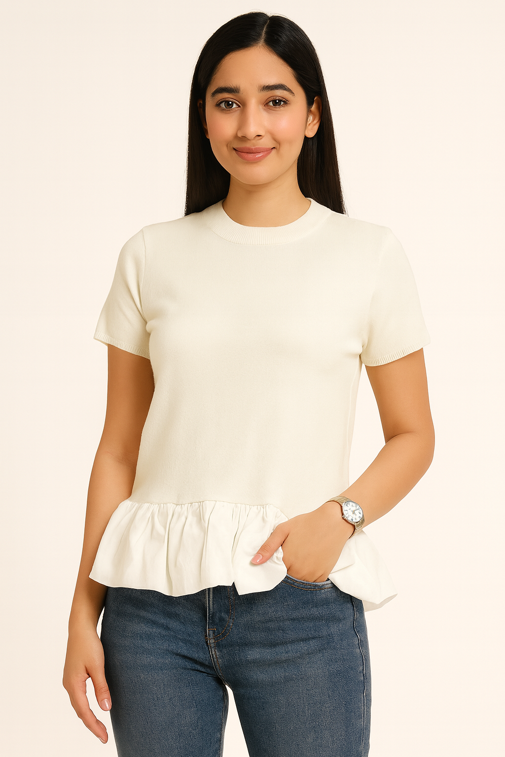 Voxelle Women Knit Peplum Top