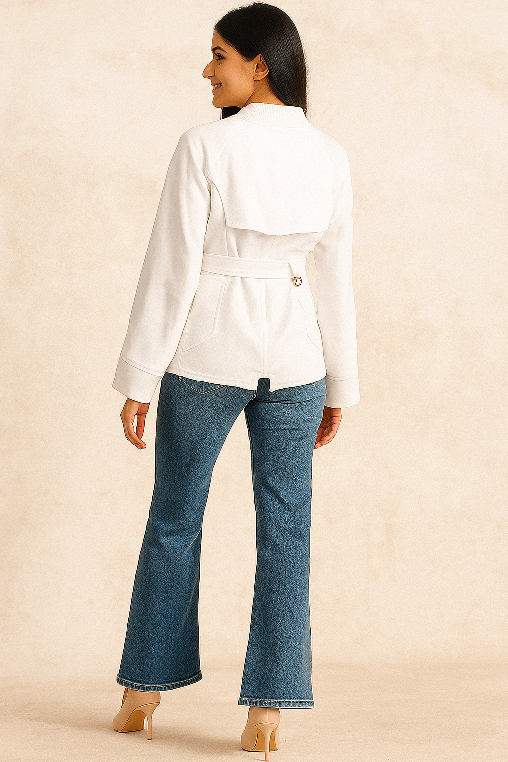 Voxelle Elegant White Utility Jacket