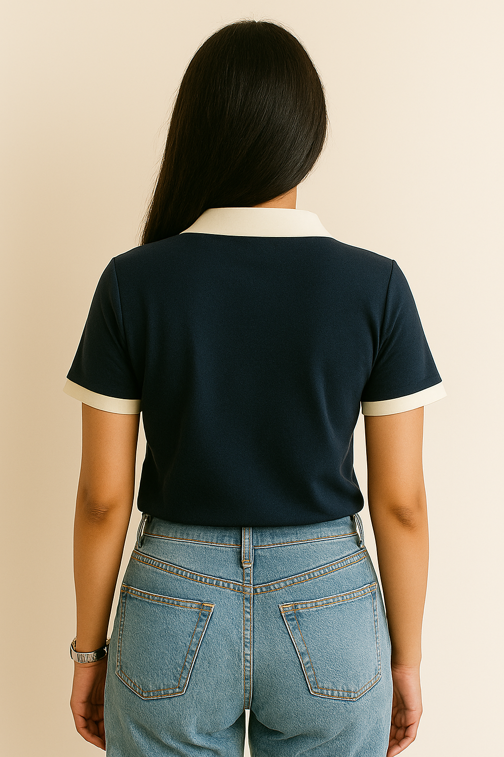 Voxelle Solid Women Polo Neck T-shirt