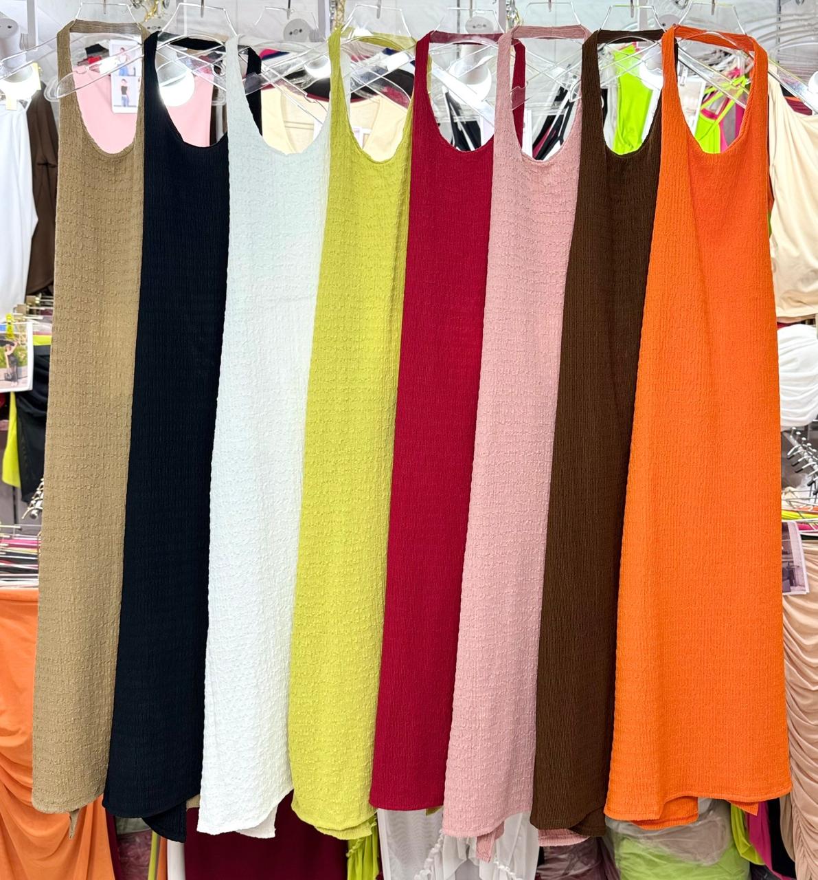 Knitted Ribbed Stripe Sleeveless Midi Dress