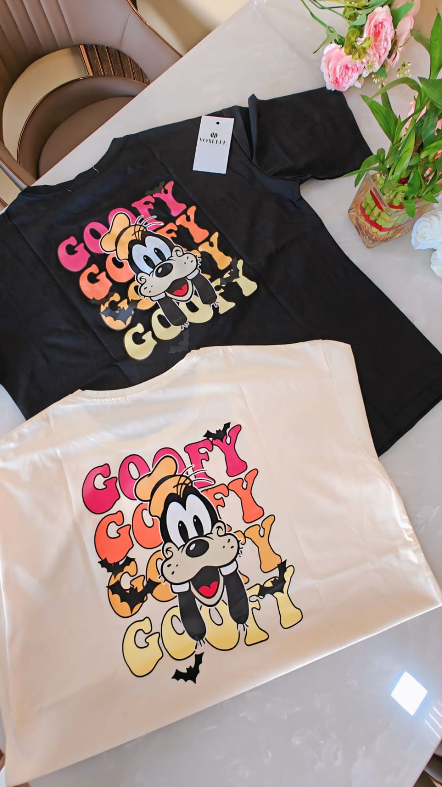 Disney Goofy Friends Oversize Beige T-Shirt