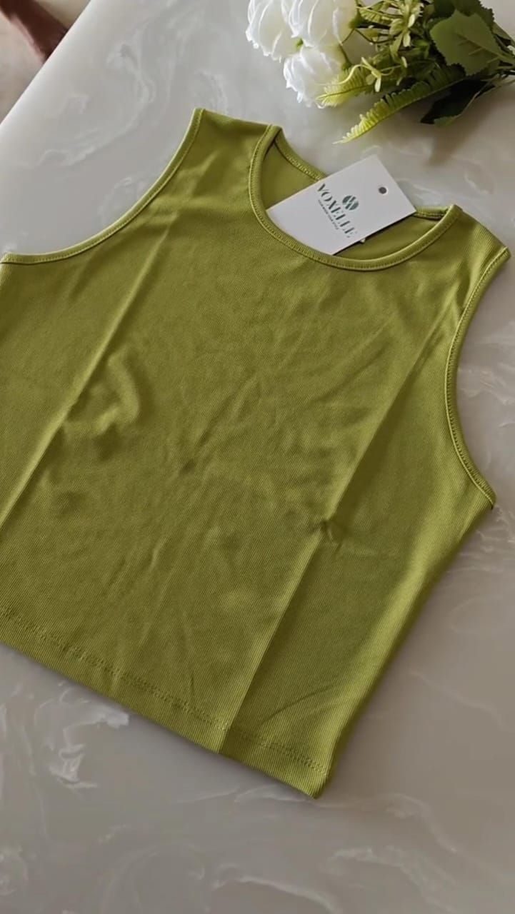 Voxelle Cropped Vest Top Olive green
