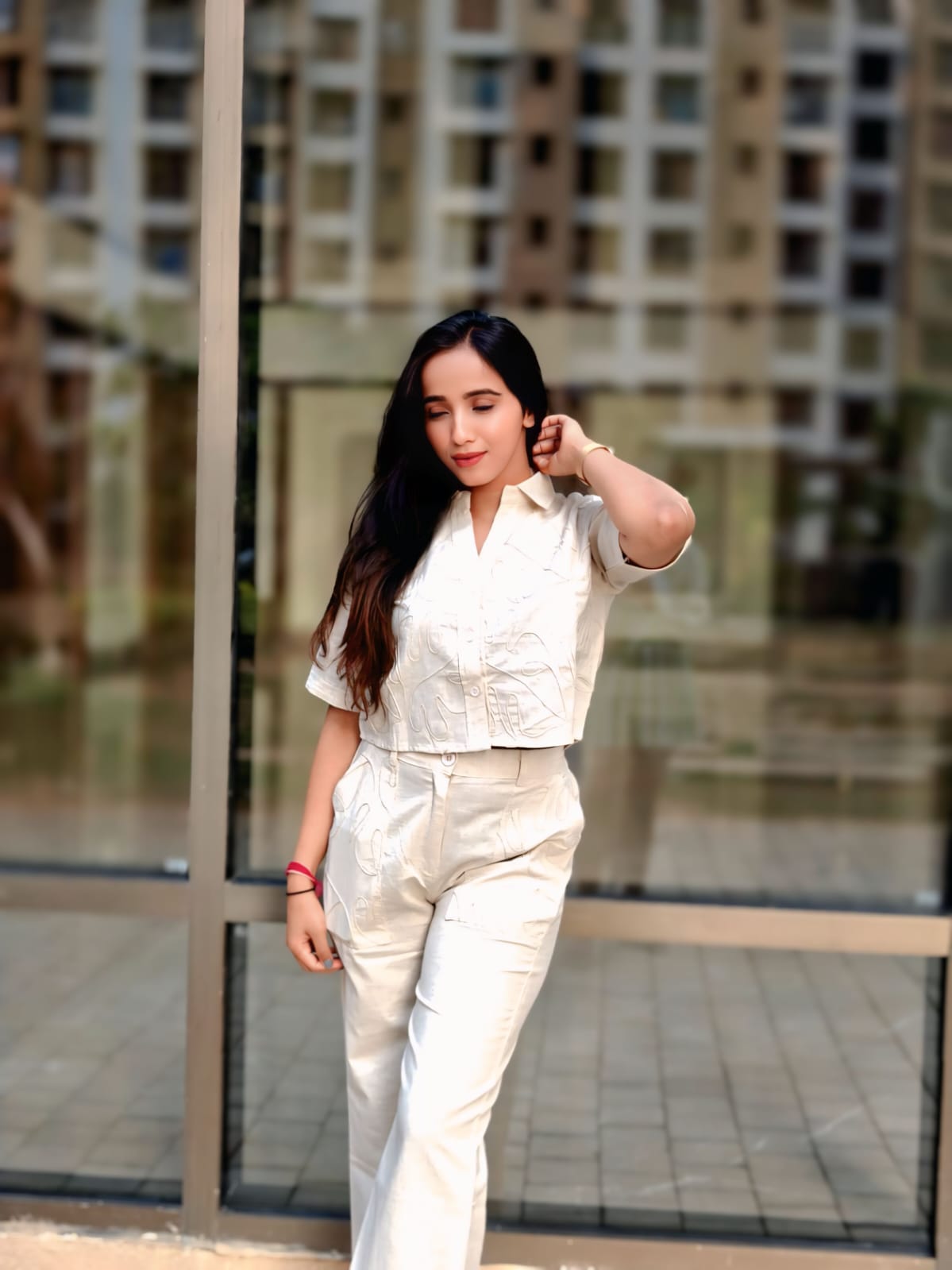 Beige Co-Ord set with Embroidered Work