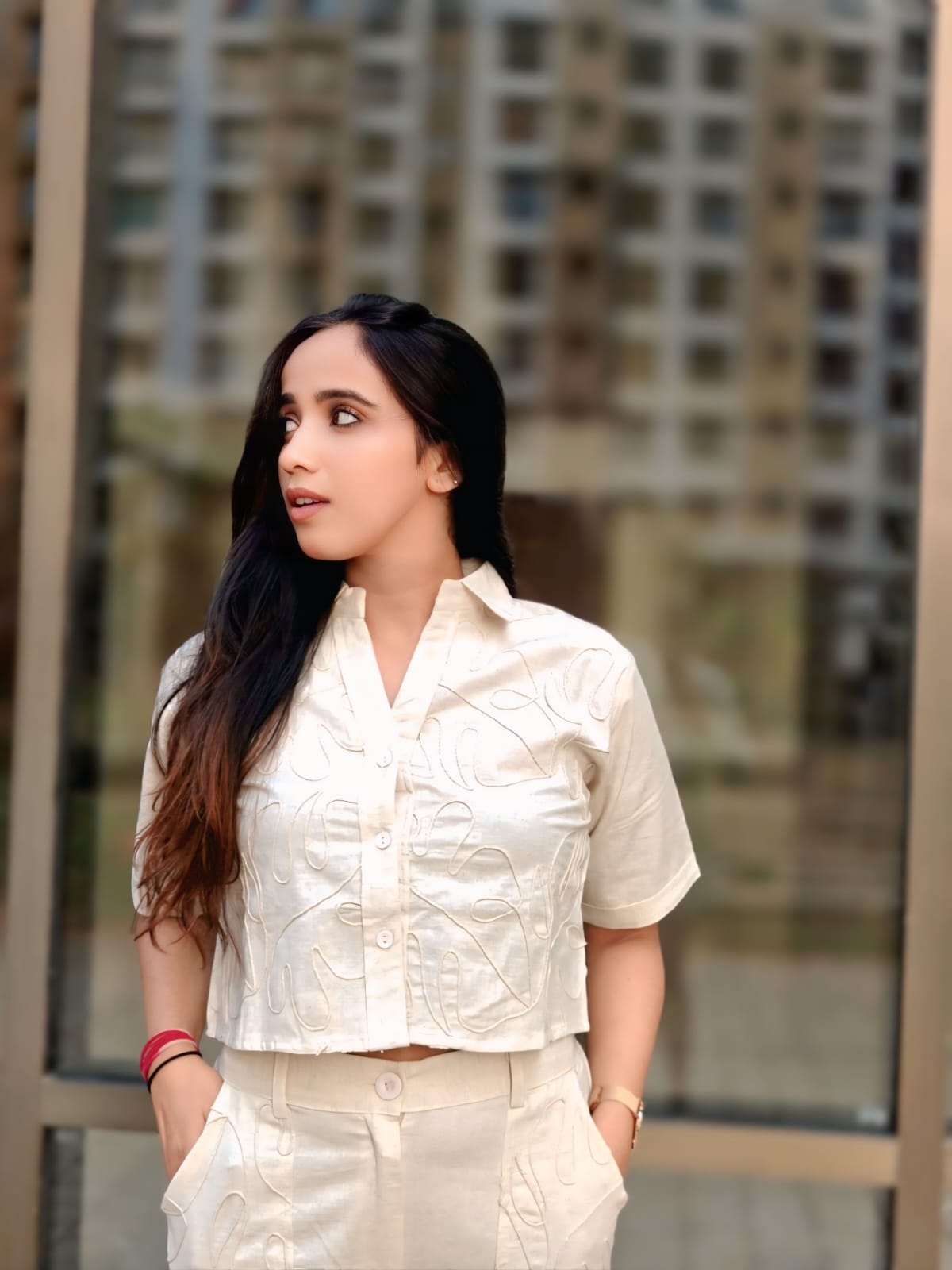 Beige Co-Ord set with Embroidered Work