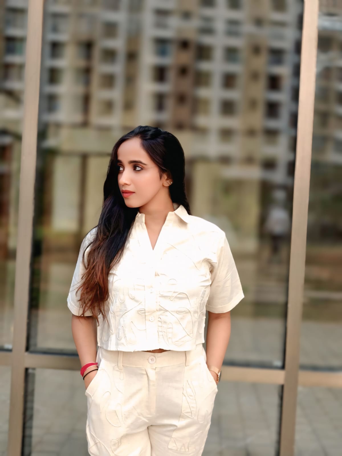 Beige Co-Ord set with Embroidered Work