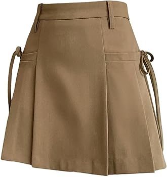 Voxelle Preppy Style Pleated Chic Solid Mini Skirts Women