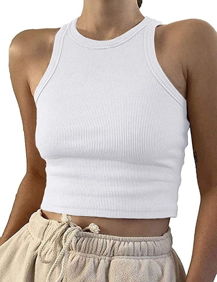 Voxelle Cropped Vest Top White