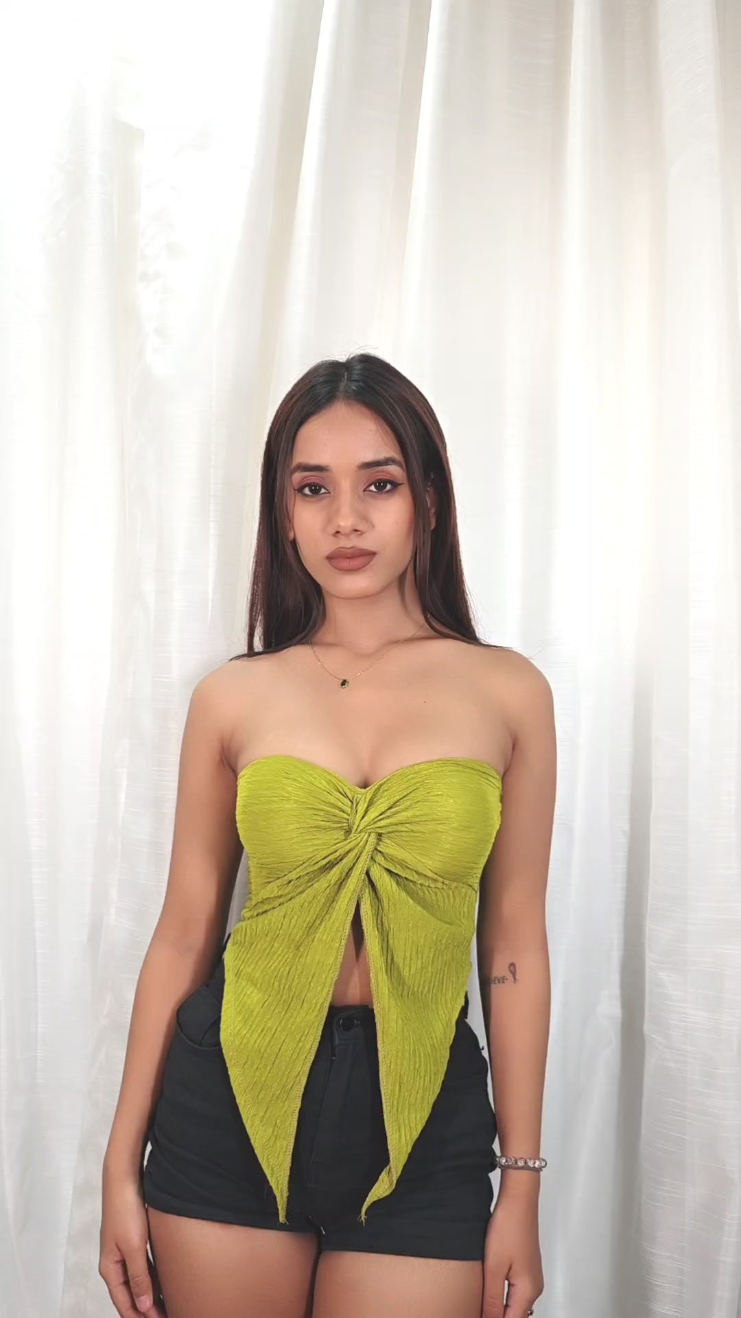 Load video: Vespers Tube Twist Split Front Asymmetrical Summer Casual Top