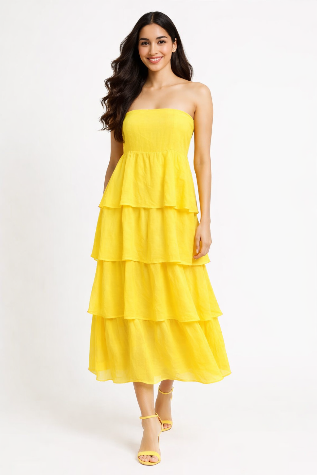 Women’s Yellow Tiered Maxi Dress