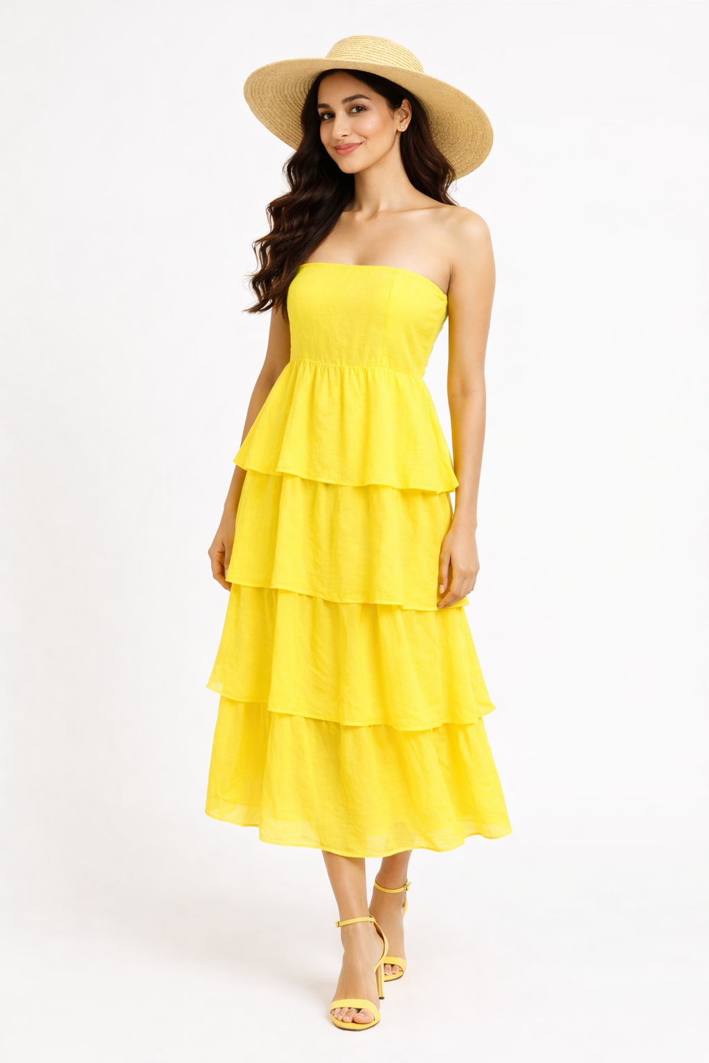 Women’s Yellow Tiered Maxi Dress