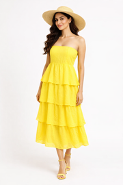 Women’s Yellow Tiered Maxi Dress