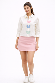 Voxelle Women’s White Butterfly Detail Shirt