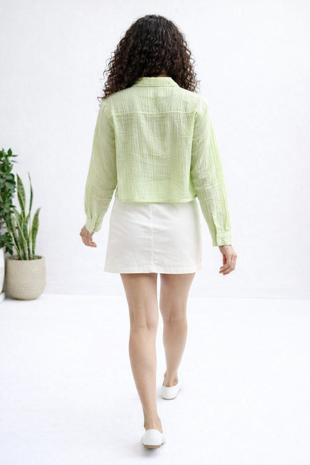 Voxelle Mint Green Two-Piece Crop Shirt Top