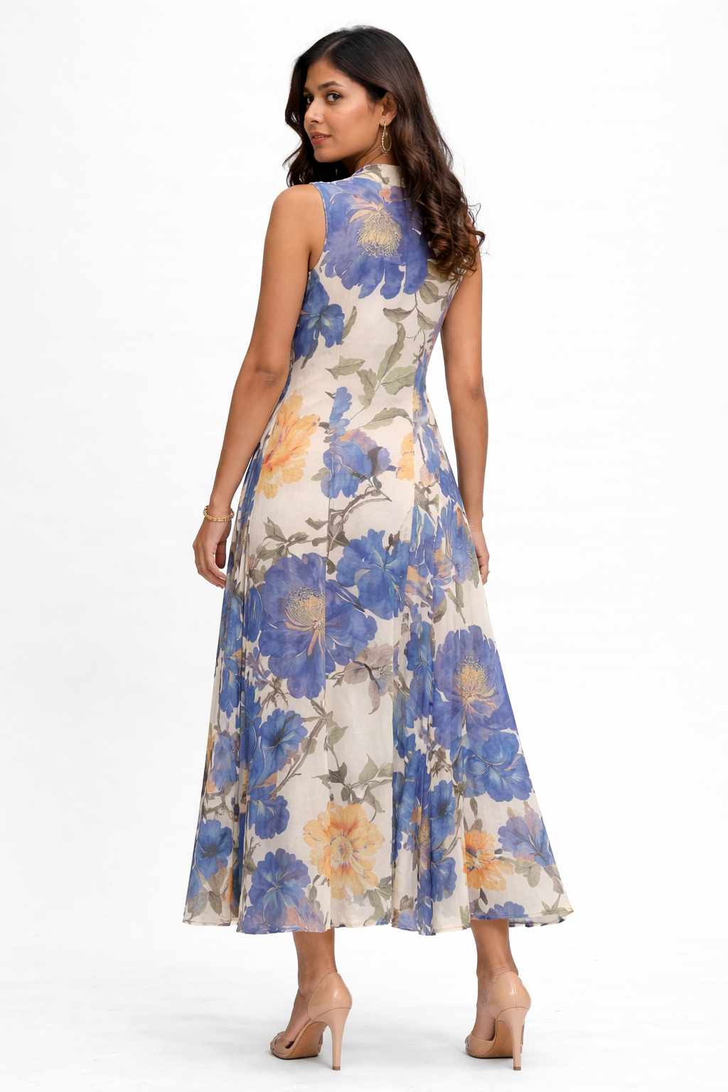 Voxelle Blue Blossom Floral Midi Dress