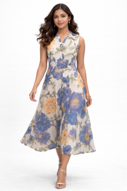 Voxelle Blue Blossom Floral Midi Dress
