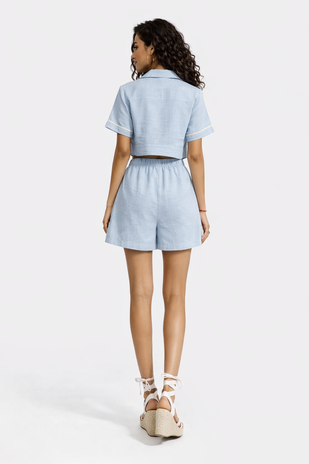 Voxelle Women’s Sky Blue Embroidered Two-Piece Co-Ord Set