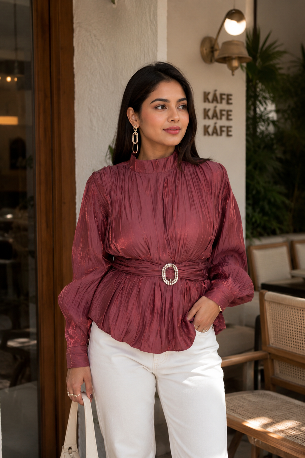 Voxelle Ruby Luxe Women’s Pleated Top