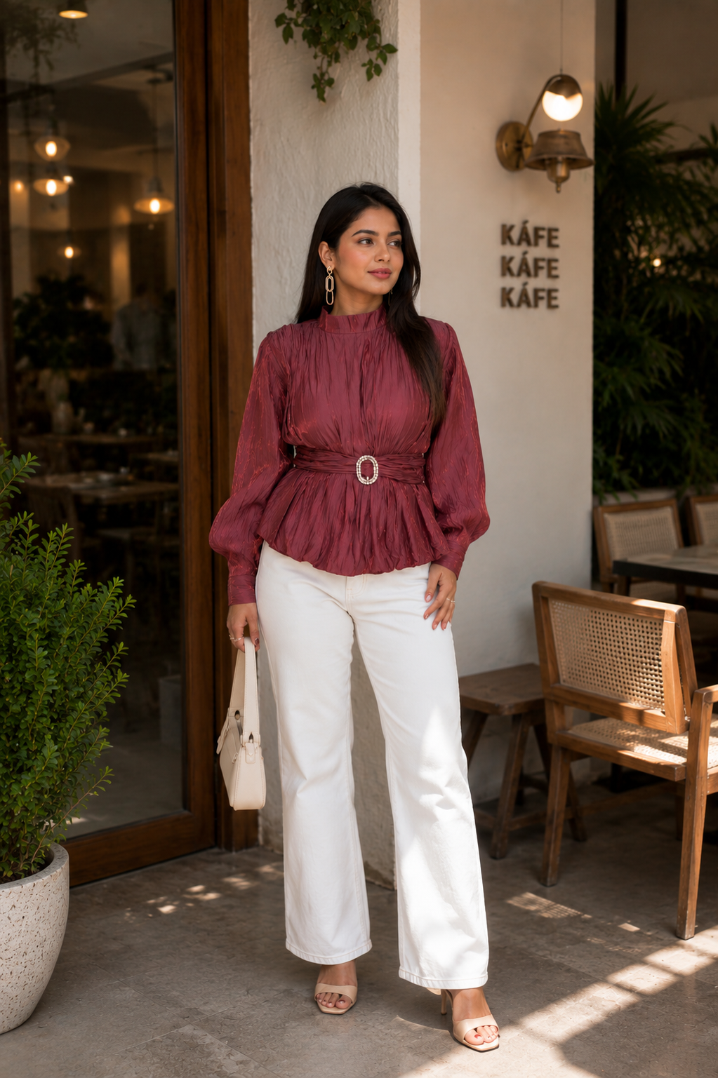 Voxelle Ruby Luxe Women’s Pleated Top