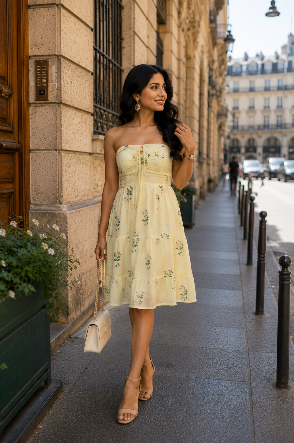 Voxelle Floral Tube Midi Dress for Women