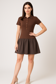 Mocha Charm Polo Mini Dress