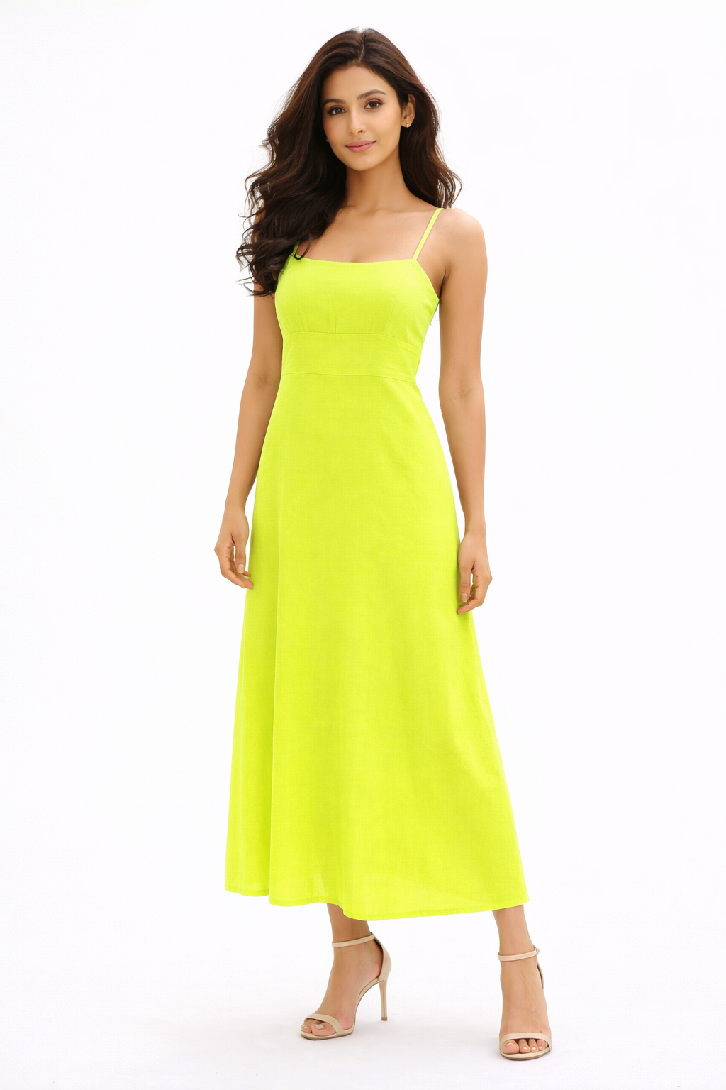 Voxelle Women’s Neon Green Sleeveless Back Bow Maxi Dress
