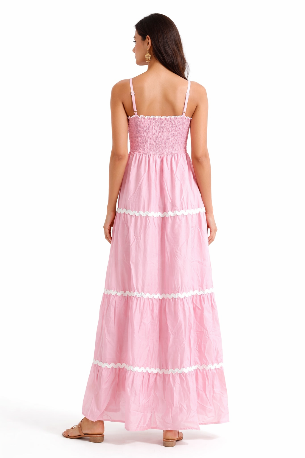 Voxelle Blush Breeze Tiered Maxi Dress