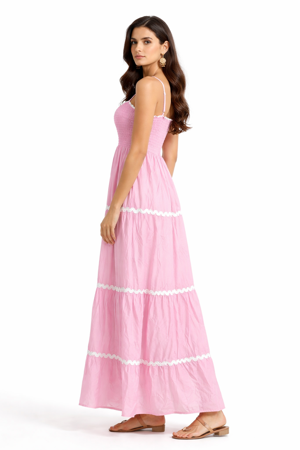 Voxelle Blush Breeze Tiered Maxi Dress