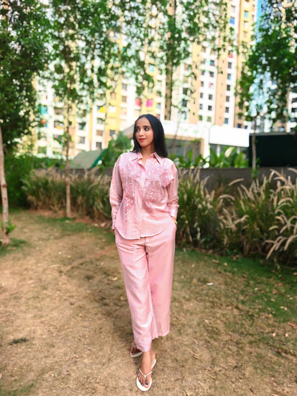 Light Pink Embroidered Co-Ord Set