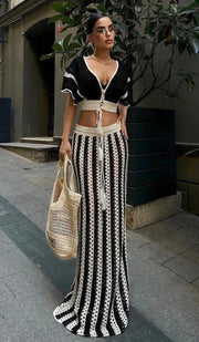 Black & White Crochet Co-Ord Set – Handcrafted Boho Summer Outfit