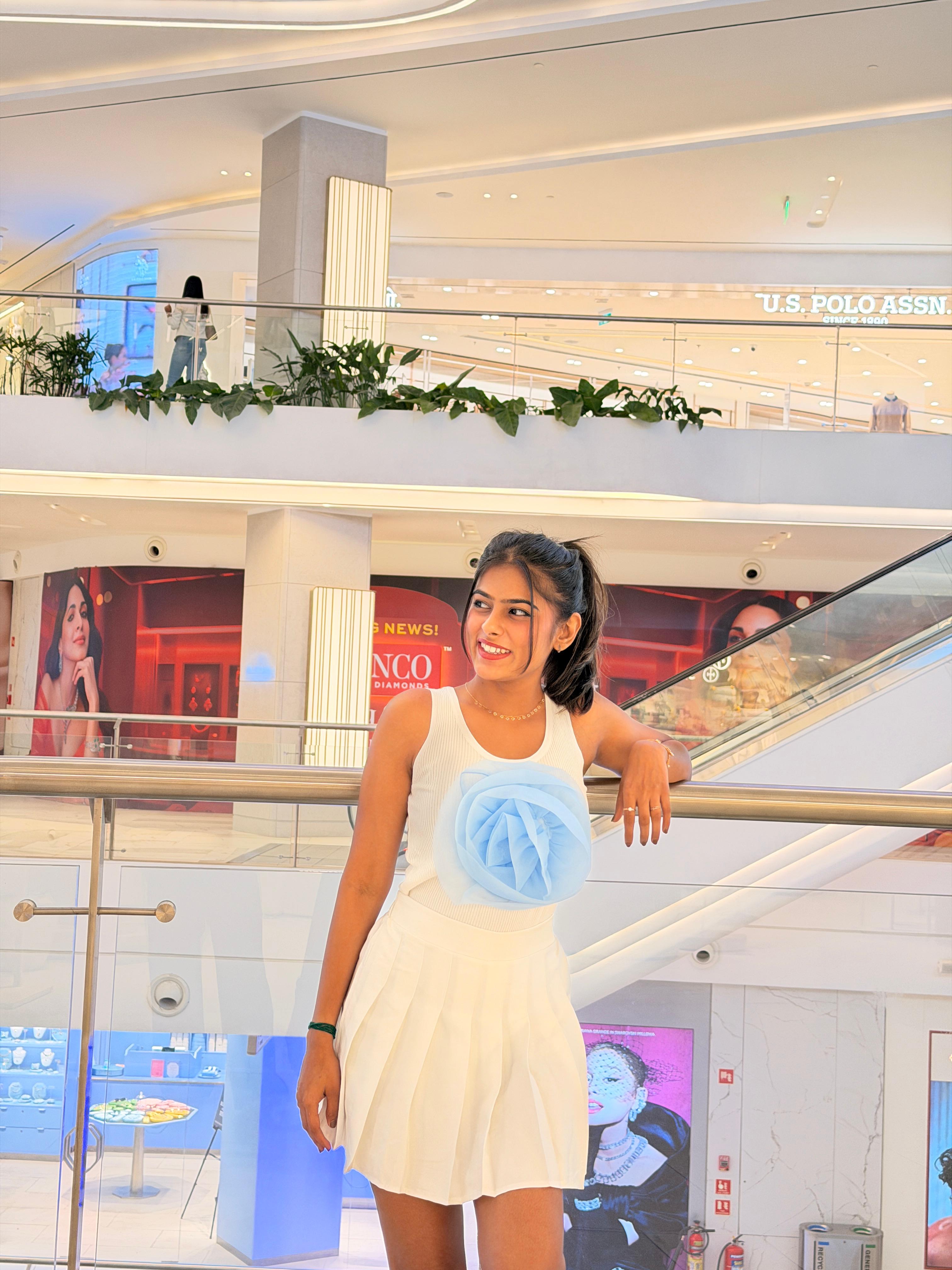 Voxelle Blue Bloom Statement Floral Top