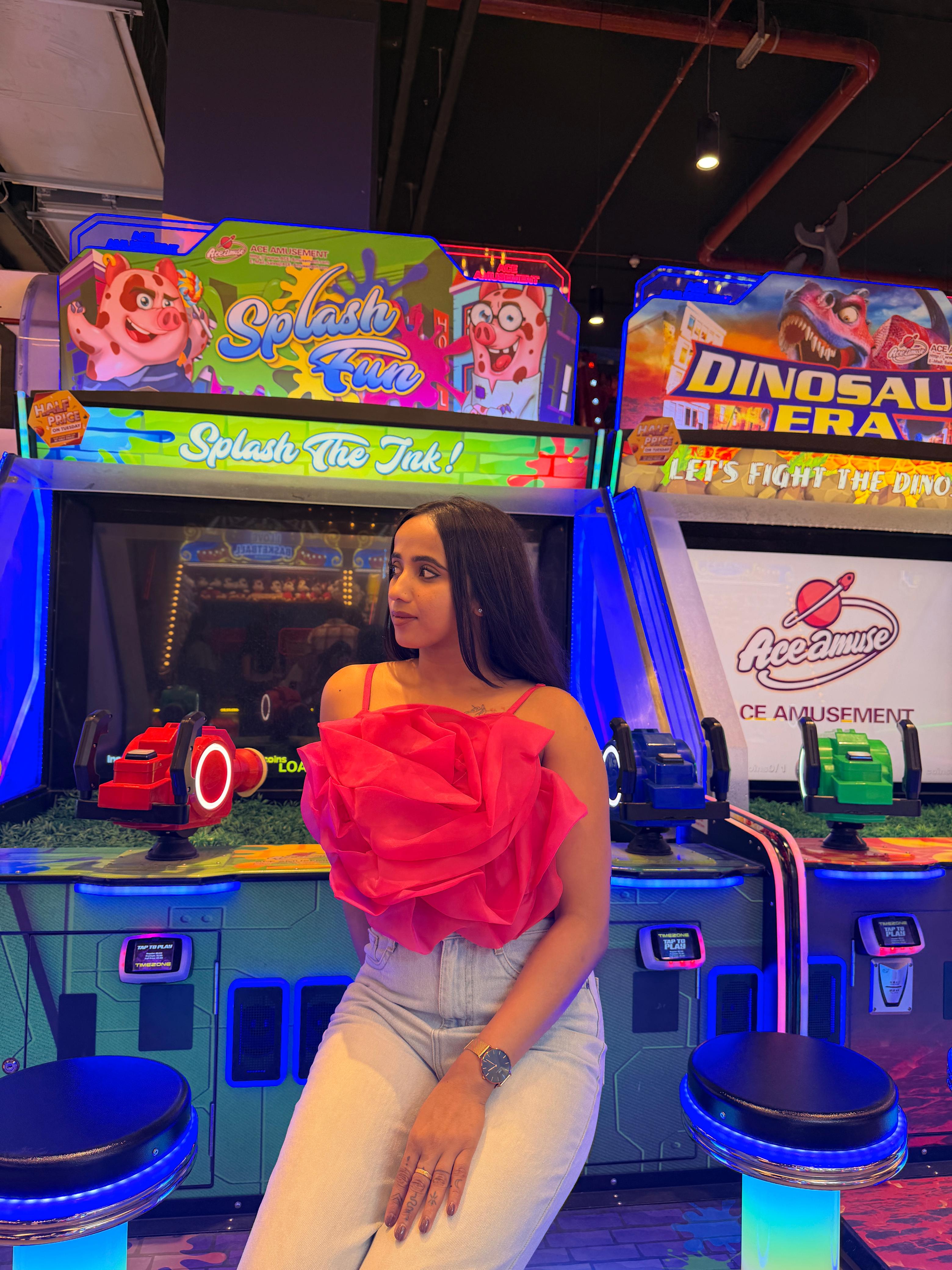 Voxelle Blooming Rose Organza Crop Top – Hot Pink Statement Wear