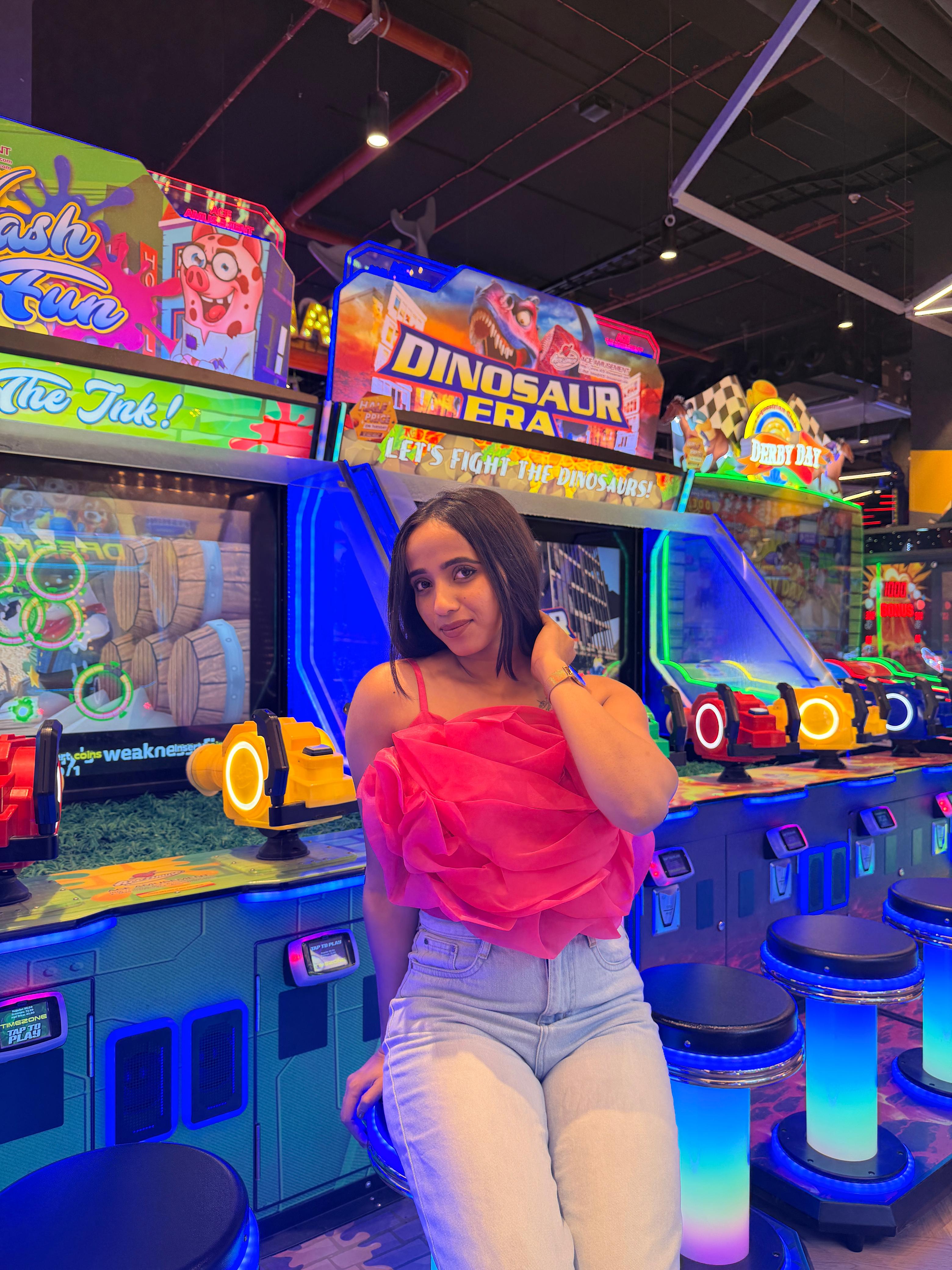 Voxelle Blooming Rose Organza Crop Top – Hot Pink Statement Wear